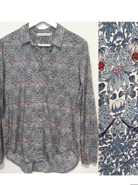 Mona Thalheimer Cotton Button Down Shirt M Strawberry Thief Print